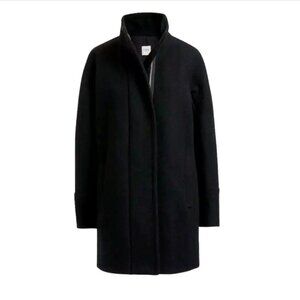 NWT JCREW NEW Cocoon Coat Jacket Womens 00 Black Stadium Cloth Wool BM952 NEW